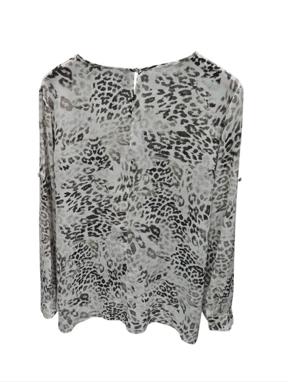 Jennifer Lopez Leopard Print Sheer Ruffle Blouse Mob Wife Y2K XL - Picture 3 of 12